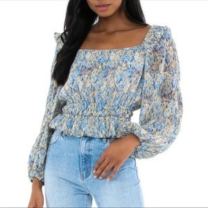 Blue floral blouse by ASTR The Label